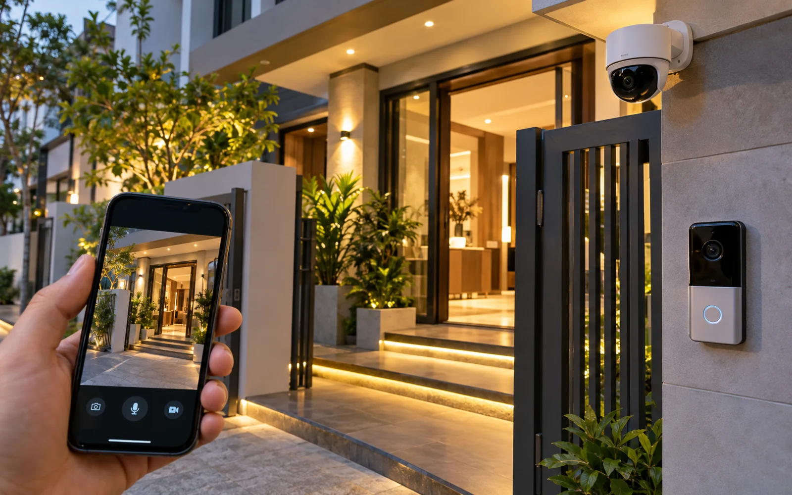 Lắp camera an ninh và chuông cửa có camera cho nhà phố